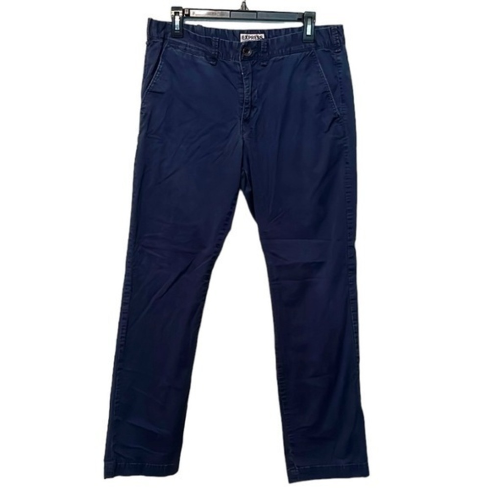 Express Photographer Pants navy blue men’s waist size 32, length is 32 inches